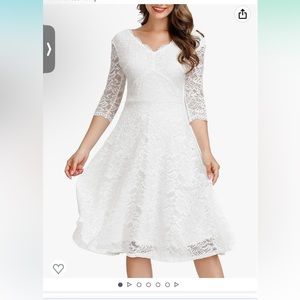 White lace dress.  Bachelorette party, wedding shower, rehearsal dinner dress